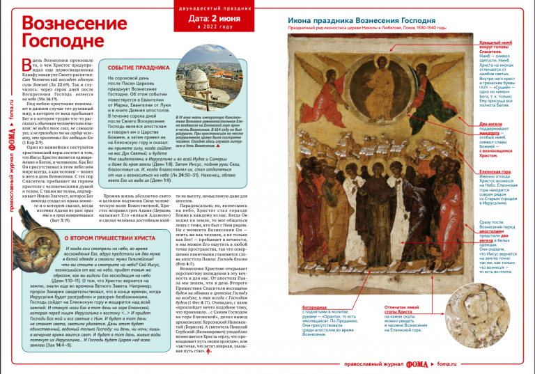 Журнал «Фома» выпустил листовку к празднику Вознесения Господня